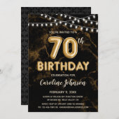 70誕生日金ゴールドバルーン誕生日招待状 招待状 (正面/裏面)