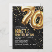 70誕生日金ゴールドブラック招待状 招待状 (正面)