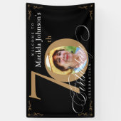 70誕生日金ゴールドブラック書道カスタム写真 横断幕 (縦)