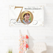 70誕生日金ゴールド白い書道のカスタム写真 横断幕 (インサイチュ)