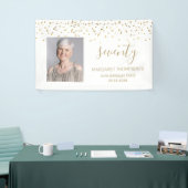 70誕生日金ゴールド紙吹雪三角形フォトホワイト 横断幕 (トレードショー)