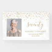 70誕生日金ゴールド紙吹雪三角形フォトホワイト 横断幕 (横)