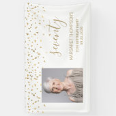 70誕生日金ゴールド紙吹雪三角形フォトホワイト 横断幕 (縦)