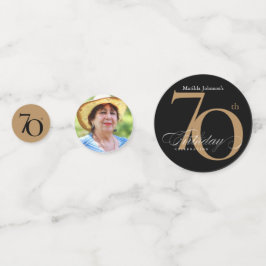 70誕生日金ゴールド黒書写エレガント写真 コンフェッティ