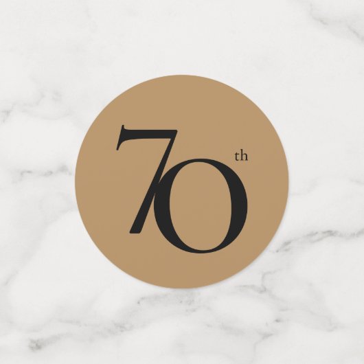 70誕生日金ゴールド黒書写エレガント写真 コンフェッティ (スモール正面)