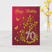70誕生日金蝶 カード (黄色い花)