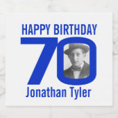 70誕生日青カスタム色の写真名ラベル ビールラベル (シングルラベル)