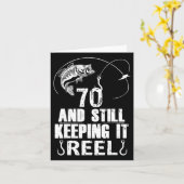 70誕生日魚釣り70歳の漁師ギフト カード (黄色い花)