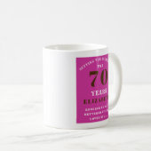 70誕生日鮮やかピンクお名前 コーヒーマグカップ (正面右)