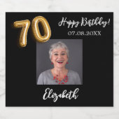 70誕生日黒金ゴールド写真 スパークリングワインラベル (シングルラベル)