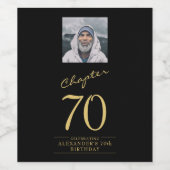 70誕生日黒金ゴールド写真 ワインラベル (シングルラベル)