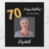 70誕生日黒金ゴールド写真 ワインラベル (シングルラベル)