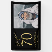 70誕生日黒金ゴールド写真 横断幕 (縦)