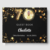 70誕生日黒金ゴールド星写真 ゲストブック (正面)