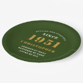 70誕生日1951グリーン金ゴールドラブパーソナライズされた ペーパープレート (アングル)