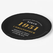 70誕生日1951ブラック金ゴールドラブパーソナライズされた ペーパープレート (アングル)