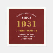 70誕生日1951赤金ゴールド彼のためにパーソナライズされた スタンダードカクテルナプキン (正面)