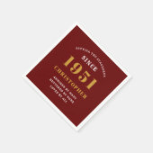 70誕生日1951赤金ゴールド彼のためにパーソナライズされた スタンダードカクテルナプキン (角)