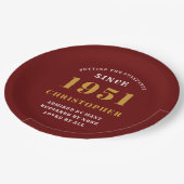 70誕生日1951赤金ゴールド愛パーソナライズされた ペーパープレート (アングル)