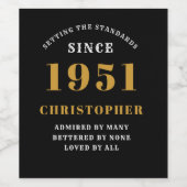 70誕生日1951黒金ゴールドレトロ パーソナライズされた ワインラベル (シングルラベル)