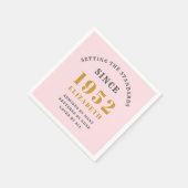 70誕生日1952エレガント金ゴールドピンク スタンダードカクテルナプキン (角)