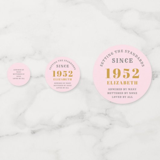 70誕生日1952ピンクエレガント金ゴールドシックエレガント コンフェッティ (裏面)