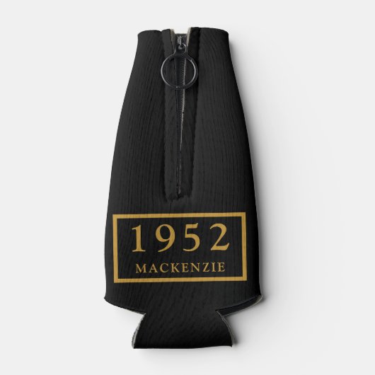 70誕生日1952名シックエレガントブラック金ゴールド ボトルクーラー (裏面)