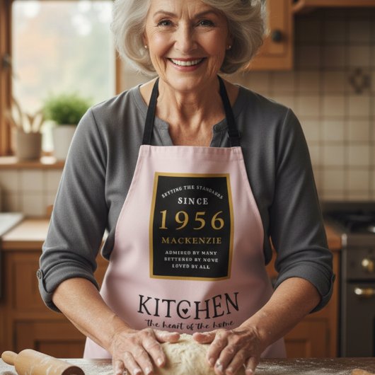 70誕生日1952名ブラックエレガント金ゴールドピンク エプロン