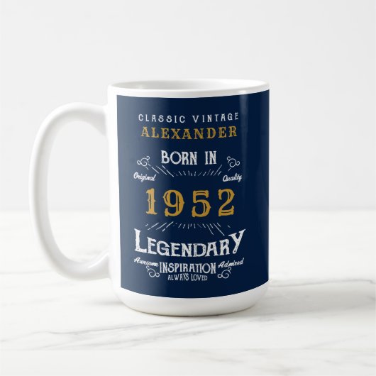 70誕生日1952名伝説の青金ゴールド大 コーヒーマグカップ (左)