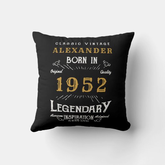 70誕生日1952黒金ゴールド追加ネームレトロ クッション (裏面)