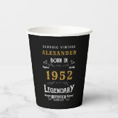 70誕生日1952黒金ゴールド追加ネームレトロ 紙コップ (裏面)