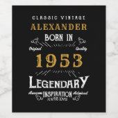 70誕生日1953伝説的な名前を追加 ワインラベル (シングルラベル)