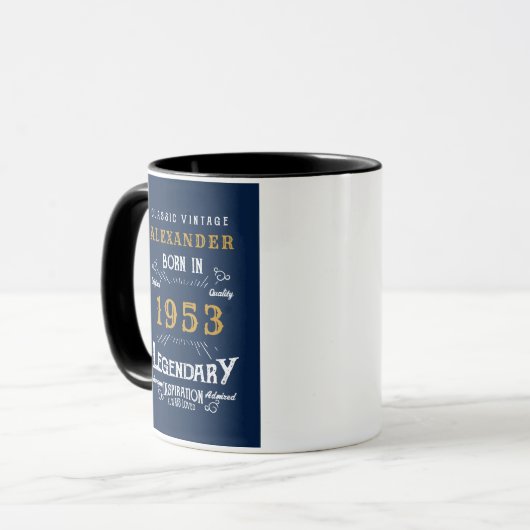 70誕生日1953名前ヴィンテージ青金ゴールドの追加 マグカップ (正面左)