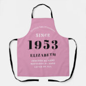 70誕生日1953生まれピンクブラックレディ エプロン (正面)