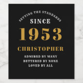 70誕生日1953黒金ゴールドレトロ パーソナライズされた ワインラベル (シングルラベル)