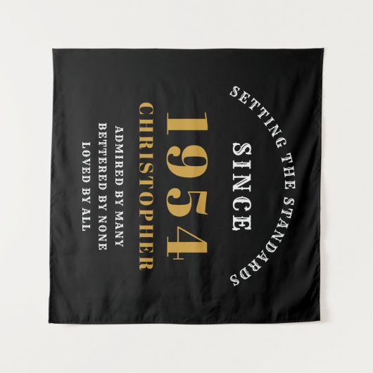 70誕生日1954ブラックエレガント金ゴールドシック タペストリー (正面(横))