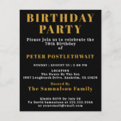 70誕生日1954ブラック金ゴールドパーソナライズされたのために チラシ (裏面)