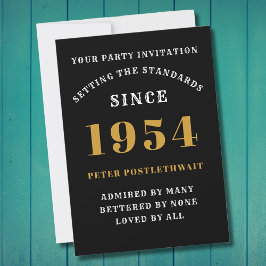 70誕生日1954ブラック金ゴールドパーソナライズされたのために 招待状