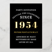 70誕生日1954ブラック金ゴールドパーソナライズされたのために 箔招待状 (正面)