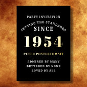 70誕生日1954ブラック金ゴールドパーソナライズされたのために 箔招待状