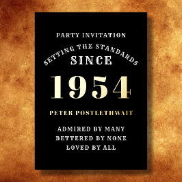 70誕生日1954ブラック金ゴールドパーソナライズされたのために 箔招待状
