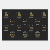 70誕生日1955生まれ名を追加黒い金ゴールド ラッピングペーパーシート (正面2)