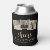 70誕生日3フォトブラック金ゴールドスクリプト応援 缶クーラー (缶正面)