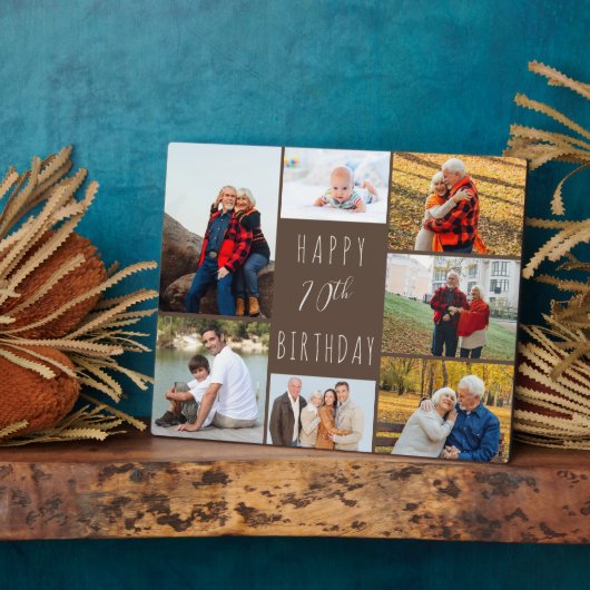 70誕生日7フォトコラージュ温褐色 フォトプラーク (側面)