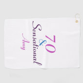 70誕生日70とセンセーショナルなパーソナライズガーリー ゴルフタオル (横)