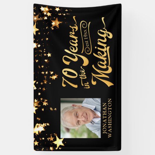 70誕生日70年のメイキング・金ゴールド・スターズ 横断幕 (縦)