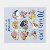 70誕生日70年の愛するハート写真コラージュ フリースブランケット (正面(横))