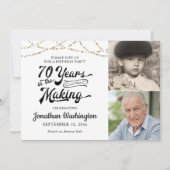 70誕生日70年の歴史を持つブラック金ゴールド 招待状 (正面)