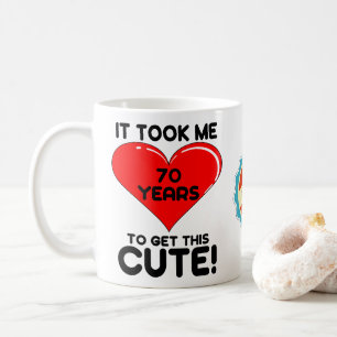 70誕生日70歳のかわいいパーソナライズされたハート コーヒーマグカップ
