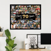 70誕生日92枚の写真ブラック金ゴールド応援から数年 ポスター (ホームオフィス)
